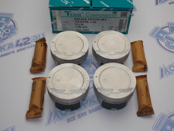 Поршни TEIKIN к-кт 4шт ремонт +1,00 HYUNDAI G4FC '06-