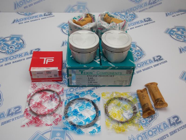 Поршни + кольца к-кт 4шт ремонт +1,00 HYUNDAI G4ED