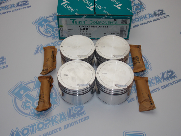 Поршни + кольца к-кт 4шт ремонт +0,50 HYUNDAI G4EB, G4EK 12v