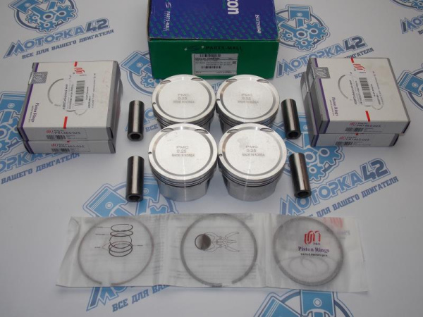 Поршни + кольца к-кт 4шт ремонт +0,25 KIA S6D