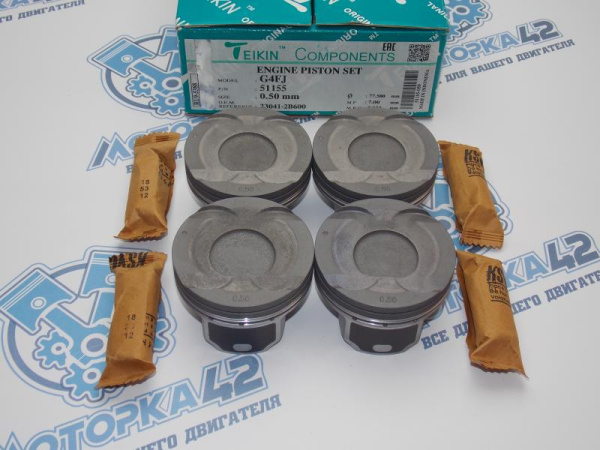 Поршни TEIKIN к-кт 4шт ремонт +0,50 HYUNDAI G4FJ -'15, G4FD