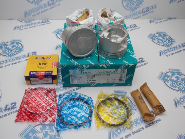 Поршни + кольца к-кт 4шт ремонт +1,00 MMC 4G63 NEW
