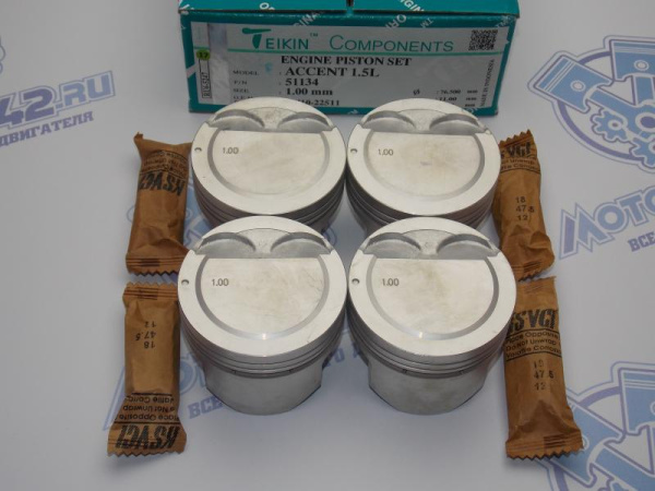 Поршни TEIKIN к-кт 4шт ремонт +1,00 HYUNDAI G4EC