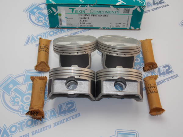 Поршни TEIKIN к-кт 4шт ремонт +1,00 HYUNDAI G4KD