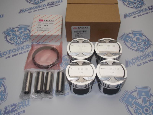 Поршни + кольца 4шт ремонт +0,25 Chery Tiggo 1.6 без стопоров