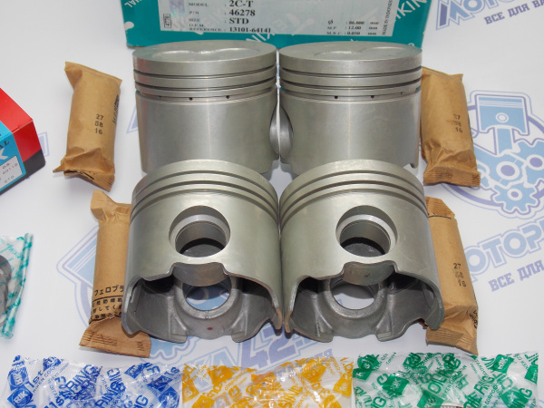 Поршни + кольца 4шт стандарт 2C, 2C-T TOYOTA