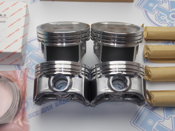 Поршни + кольца 4шт ремонт +0,25 Chery Tiggo 1.8 без стопоров